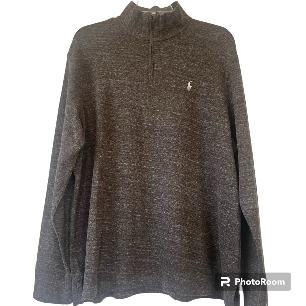 Ralph Lauren Polo Half Zip Light Brown Tan Mens Sweater Lg